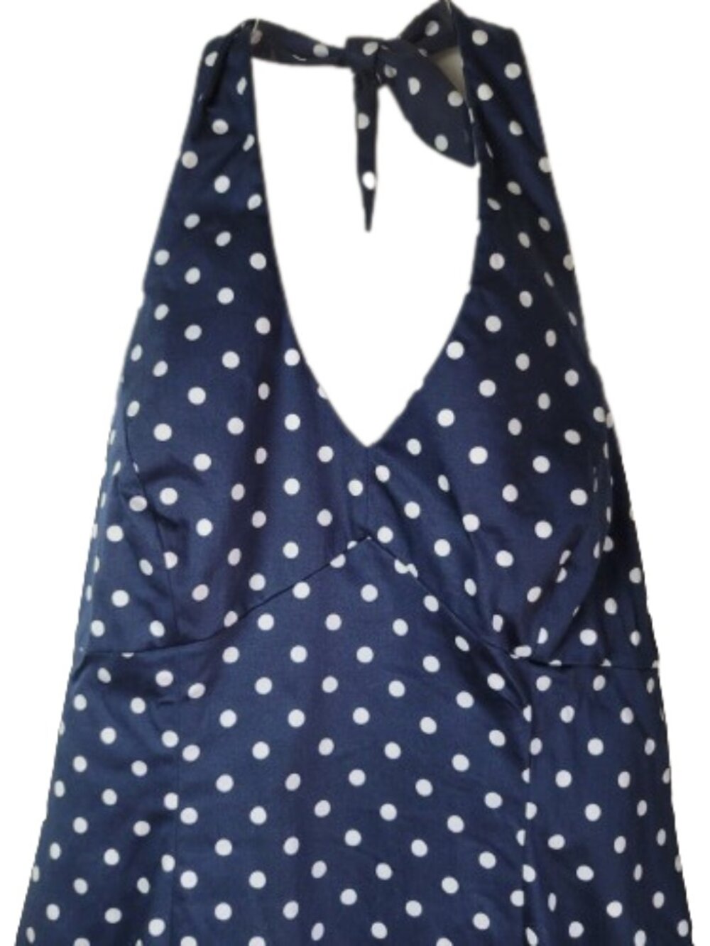 Jones New York Polka Dot Halter Dress Navy White Preppy, Retro, Dainty, Nautical - Picture 6 of 11